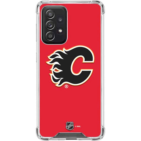 NHL Calgary Flames Solid Background Galaxy A52 5G Clear Case